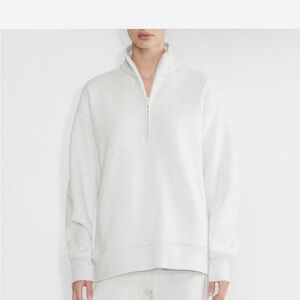 Aritzia TNA 1/2 Zip Sweater - Heather Cloud White